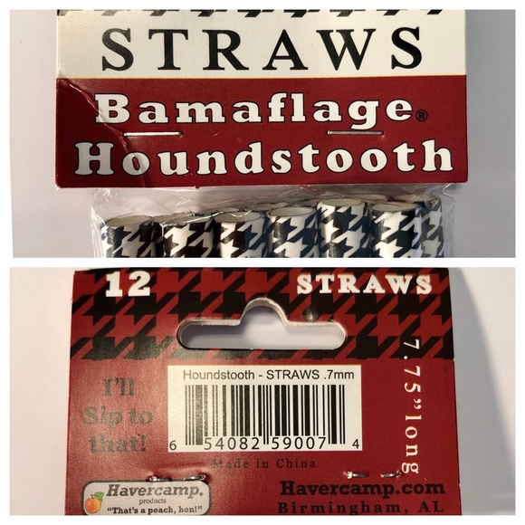 (1) 12 Pack Black & White Houndstooth Straws NIP - Picture 3 of 6